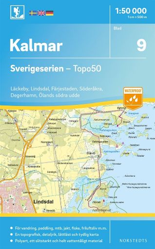 Bild på 9 Kalmar Sverigeserien Topo50 : Skala 1:50 000