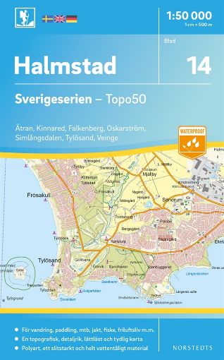 Bild på 14 Halmstad Sverigeserien Topo50 : Skala 1:50 000