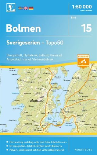Bild på 15 Bolmen Sverigeserien Topo50 : Skala 1:50 000