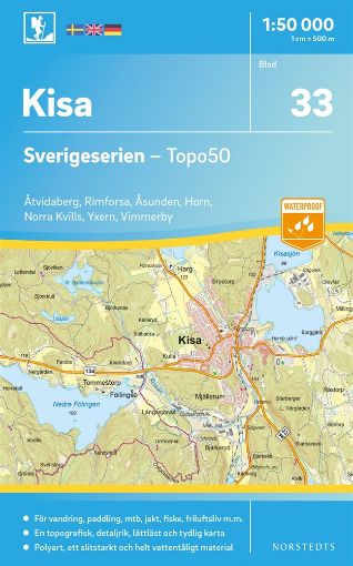Bild på 33 Kisa Sverigeserien Topo50 : Skala 1:50 000