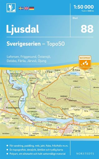 Bild på 88 Ljusdal Sverigeserien Topo50 : Skala 1:50 000