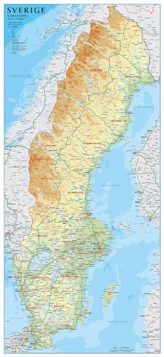 Bild på Sverige väggkarta small Norstedts i tub : 46 x100cm